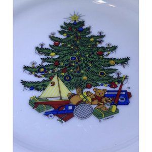 VTG Cuthbertson Set Of 4 Red Rim 6.5” “American Christmas Tree” Bread‎ Plates